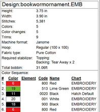 Load image into Gallery viewer, ITH Bookworm Ornament