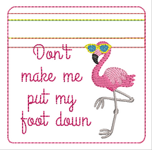 Load image into Gallery viewer, ITH Flamingo Foot Down 4x4 Zipper Bag