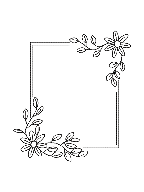 daisy clipart black and white border