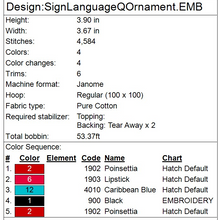 Load image into Gallery viewer, “Q” Sign Language Ornament