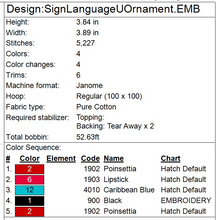 Load image into Gallery viewer, “U” Sign Language Ornament