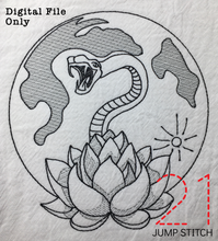 Load image into Gallery viewer, Snake and Lotus 5x7