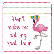 Load image into Gallery viewer, ITH Flamingo Foot Down 4x4 Zipper Bag
