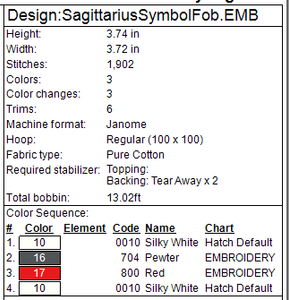 Sagittarius Symbol Fob/Eyelet