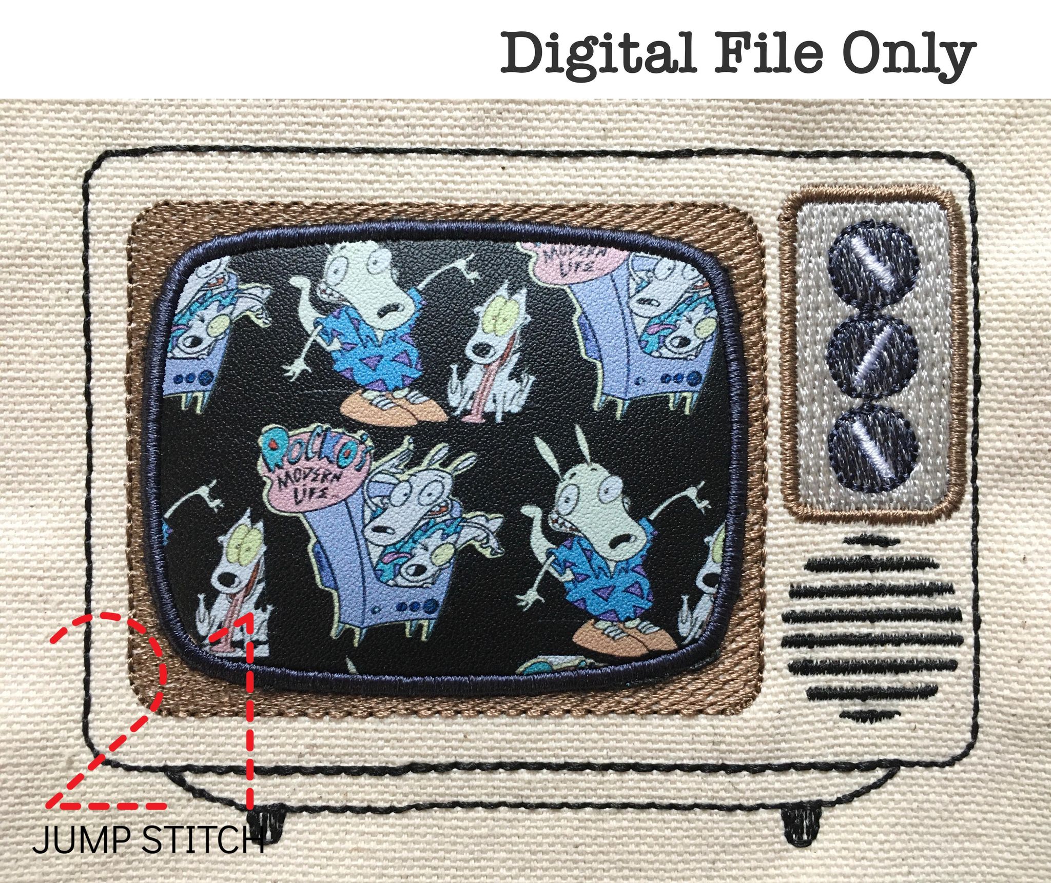 Retro TV Sketch w/Applique – 21 Jump Stitch